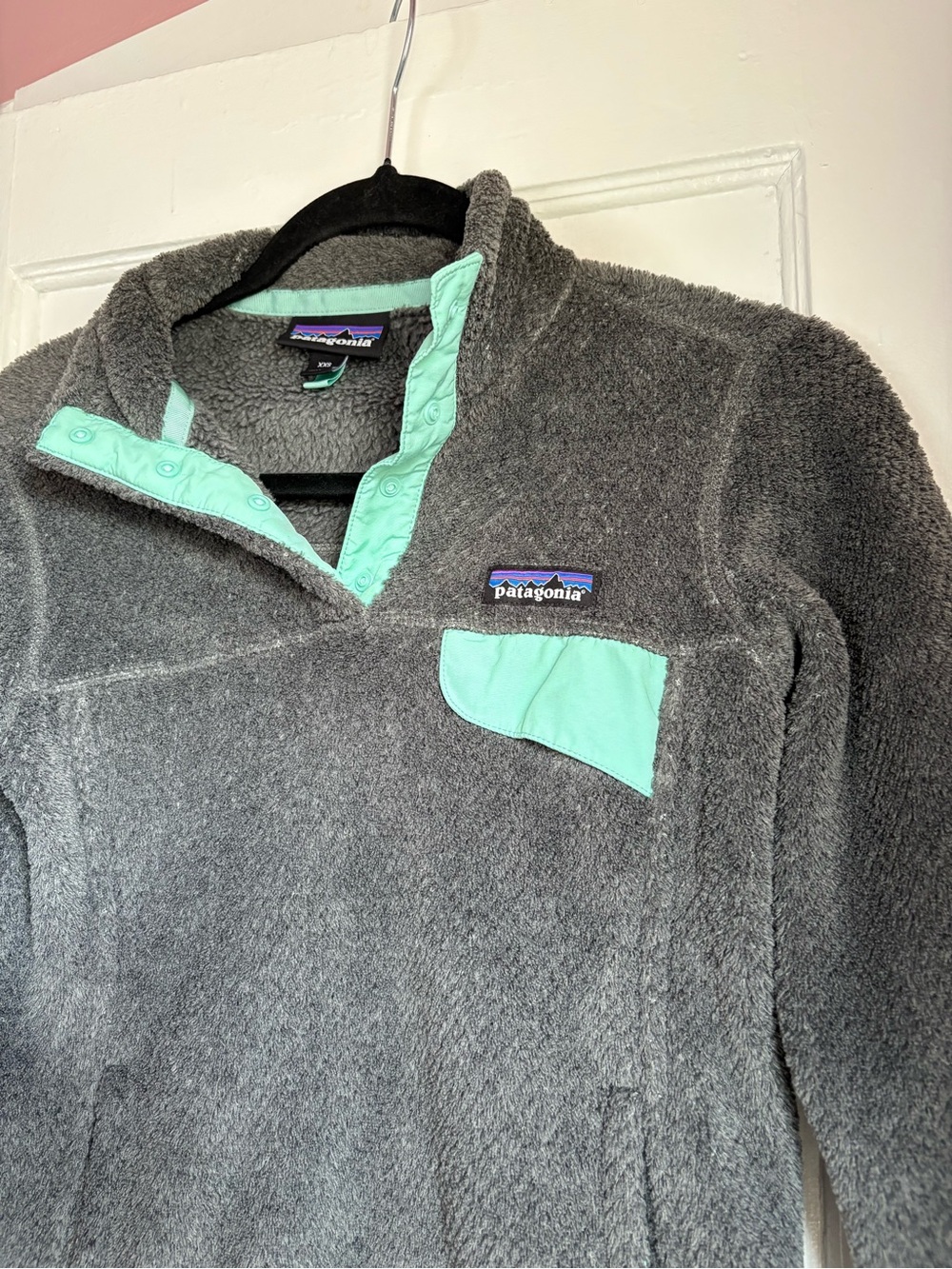 Patagonia Women’s Re-Tool Snap-T Fleece Pullover Charcoal Grey Mint XXS - Picture 3 of 6